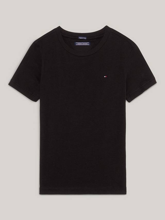 Детский базовый топ с коротким рукавом и круглым вырезом Tommy Hilfiger, Black — фото 3