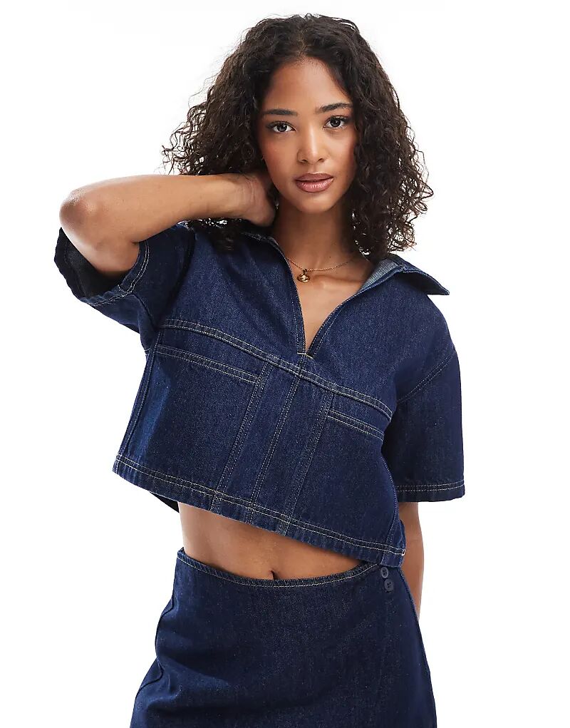 

Джинсовый топ-регби ASOS DESIGN, цвет: ... черный