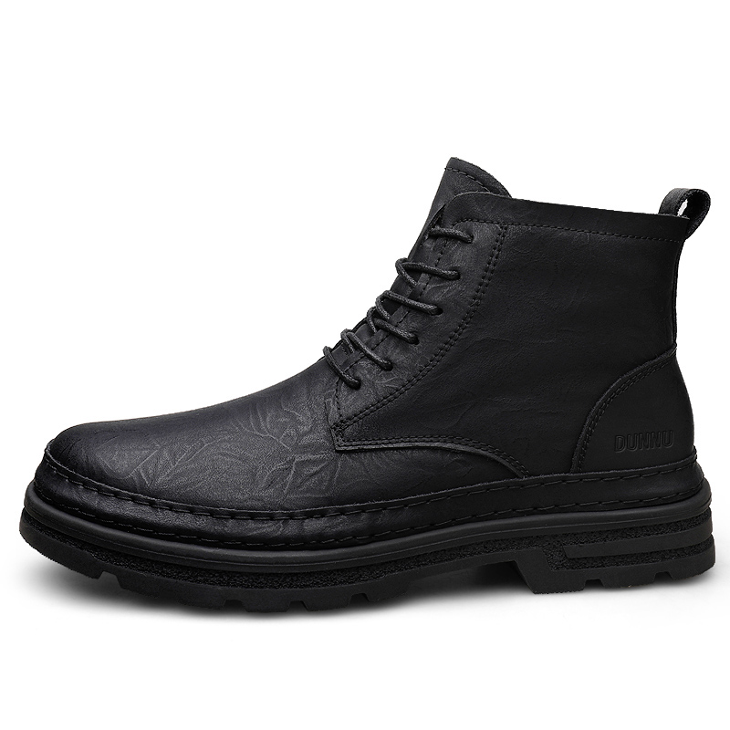 

Dunnu Мужские ботинки Martin черные с черной флисовой подкладкой, цвет Black Fleece-Lined