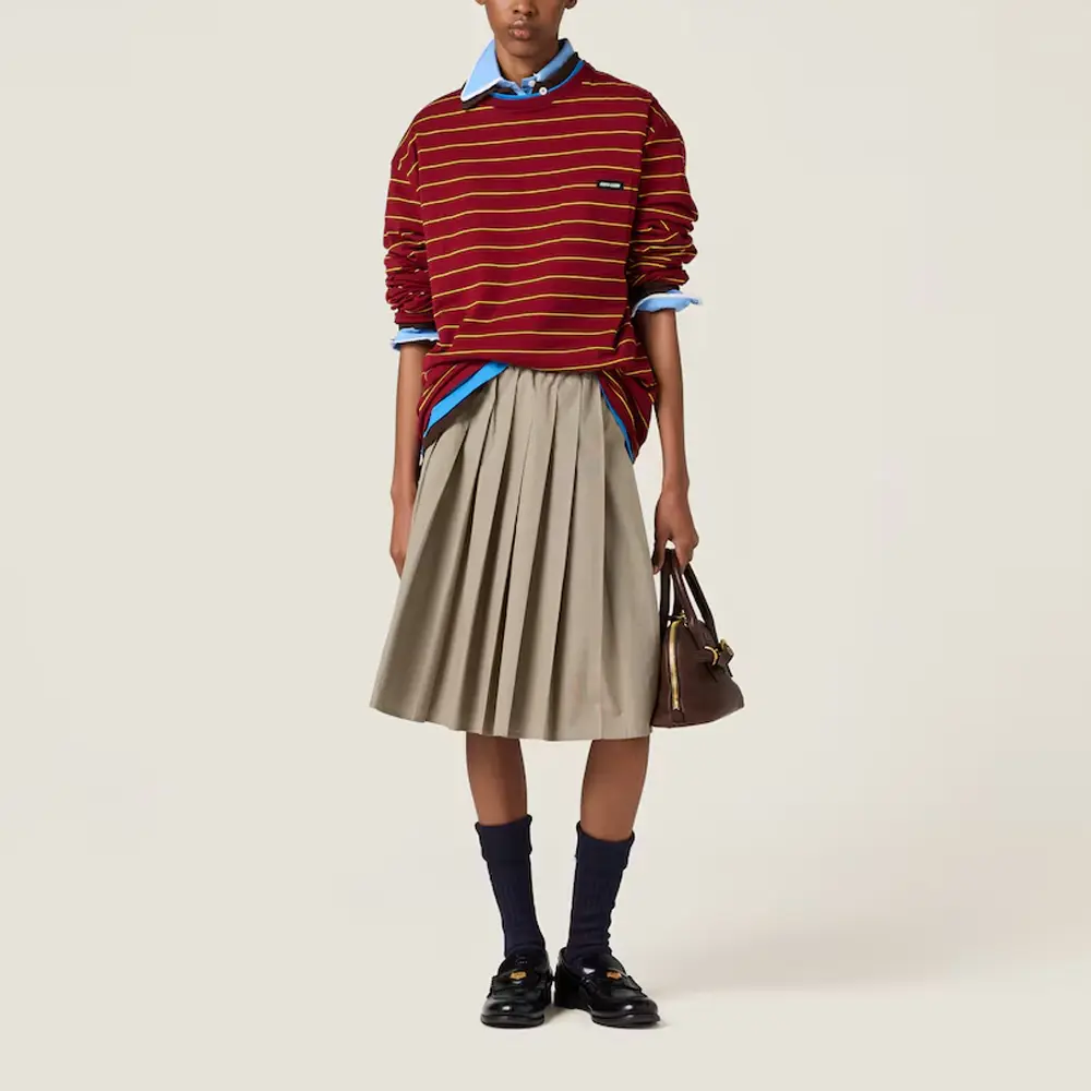Длинный рукав хлопковая футболка MIU MIU, фуксия — фото 4