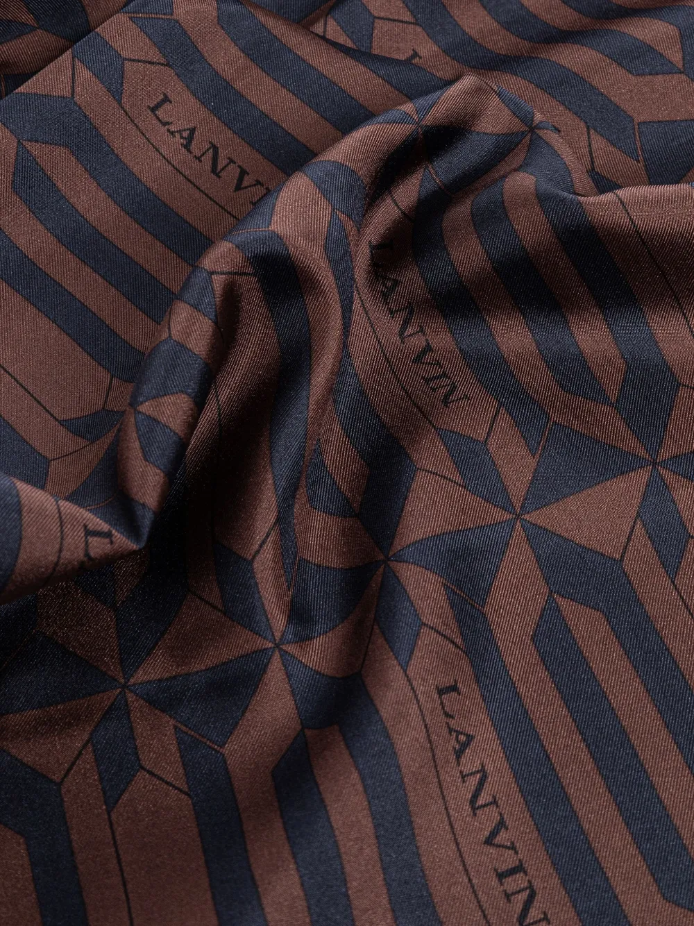

Шелковый шарф с геометрическим узором Lanvin, коричневый