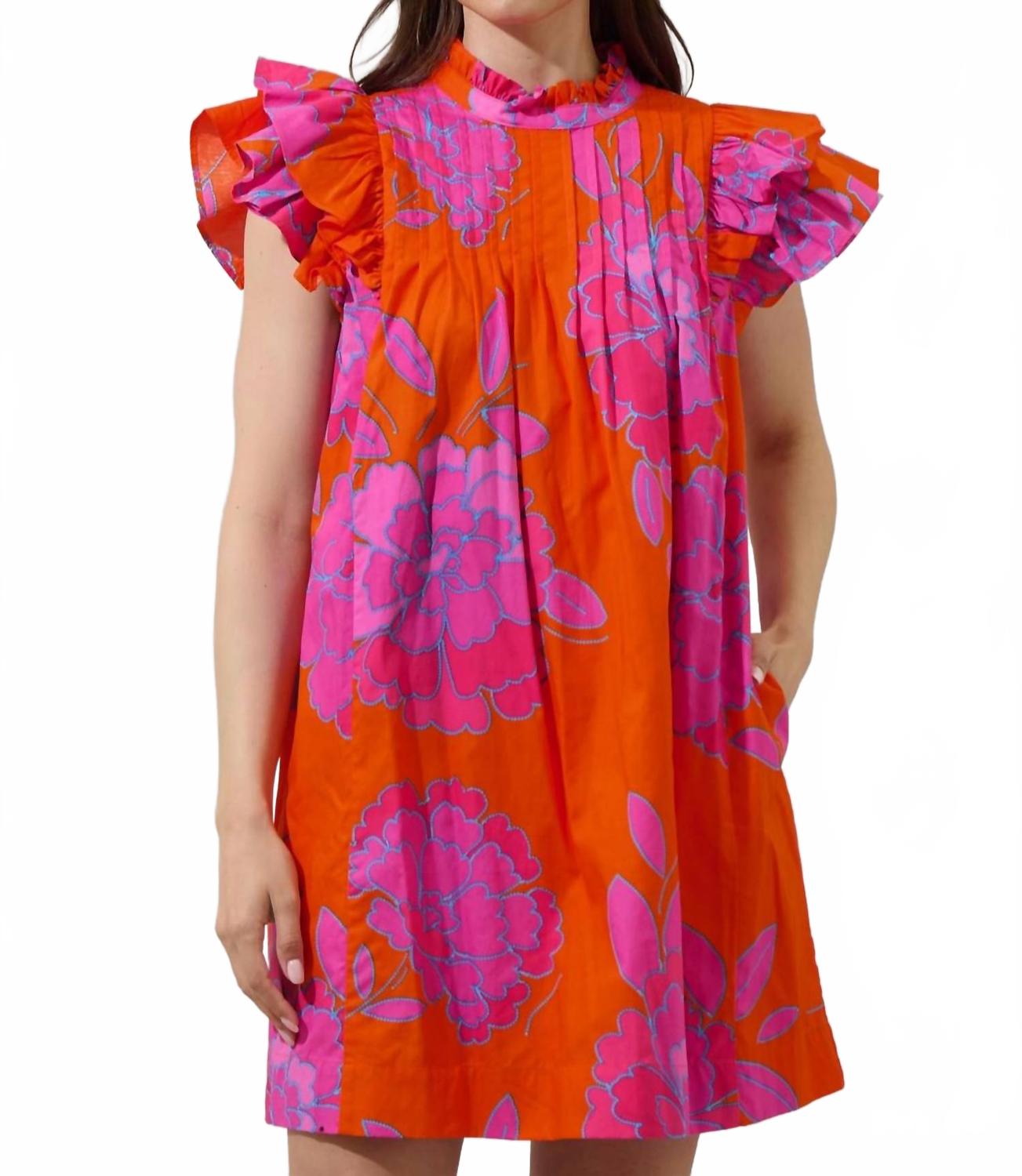 

Налани Флорал Лавл Миди-платье в оранжевом и розовом цвете SUGARLIPS