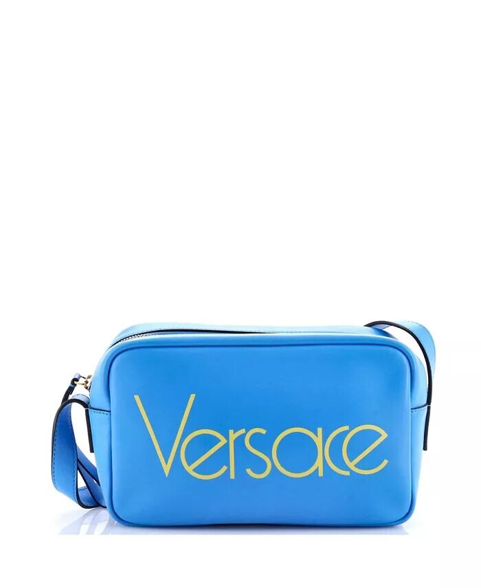 

Сумка для фотокамеры с логотипом, кожа с принтом Pre-Owned Versace, синий