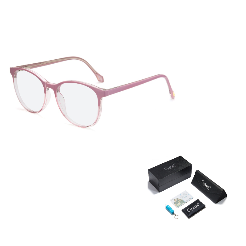

CYXUS Овальные очки для компьютера унисекс, Pink Frame with Blue Lens C17