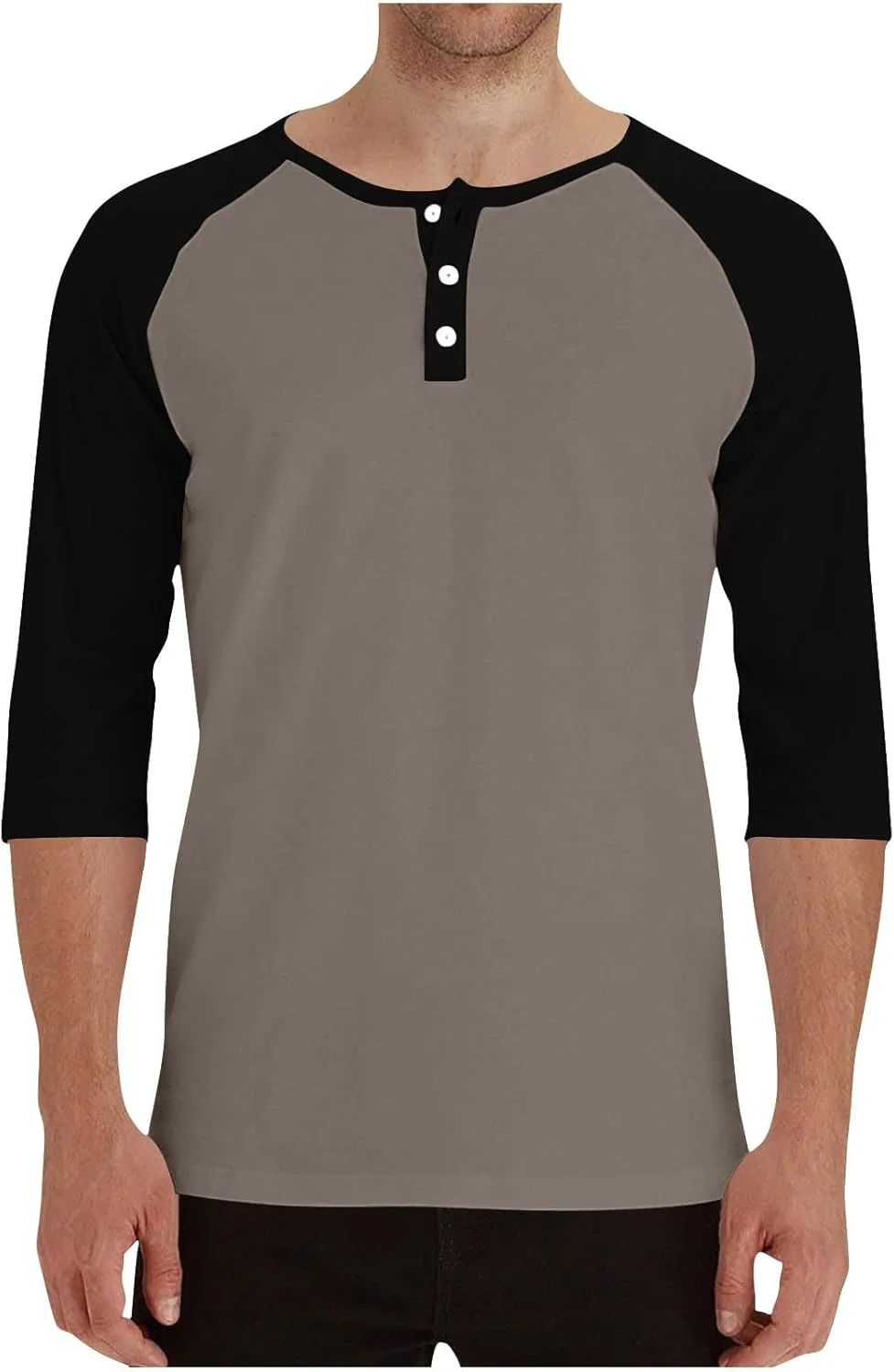 

Футболка мужская 3/4 рукава Raglan Sleeve Henley Color Block Mrmaere