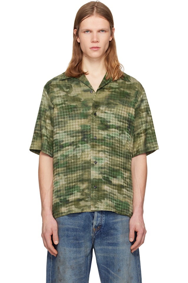 

Amiri Зеленая камуфляжная футболка с изображением квадроцикла