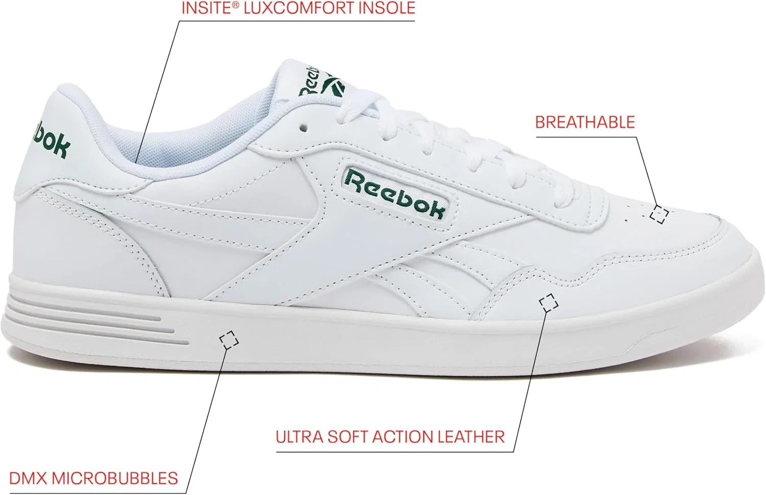Теннисные кроссовки Reebok Court Advance унисекс, FFP Footwear, белые, с рисунком клевера, размер 44 EU — фото 2