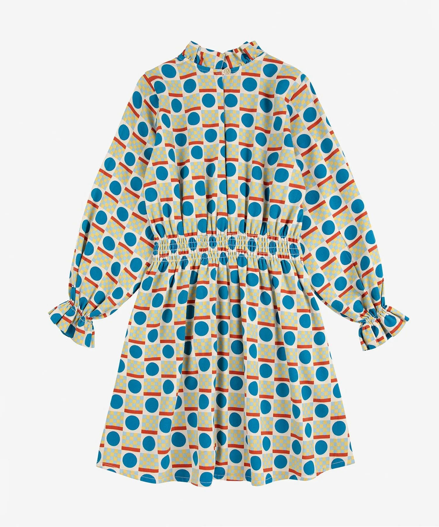 Детское платье с геометрическим рисунком Bobo Choses Geometric Scacs off-white — фото 4