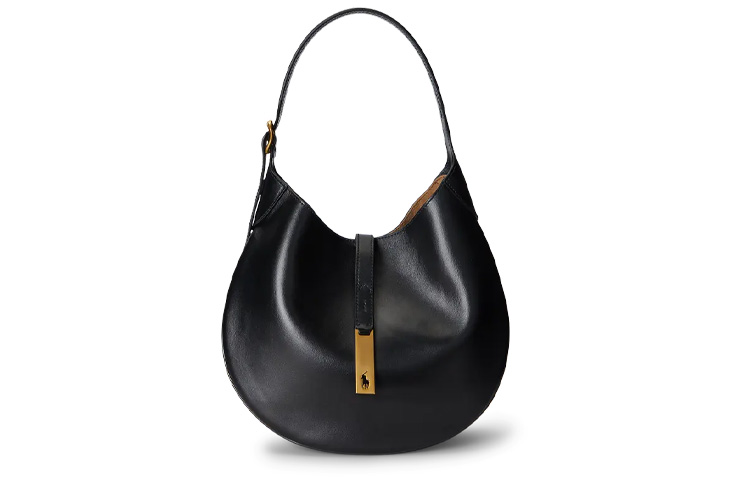 

Кожаная сумка Polo ID, средняя женская сумка через плечо Polo Ralph Lauren, черный