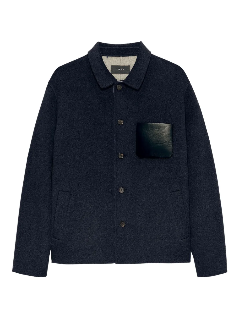 

Шерстяная рубашка-овершот с кожаным карманом Arma