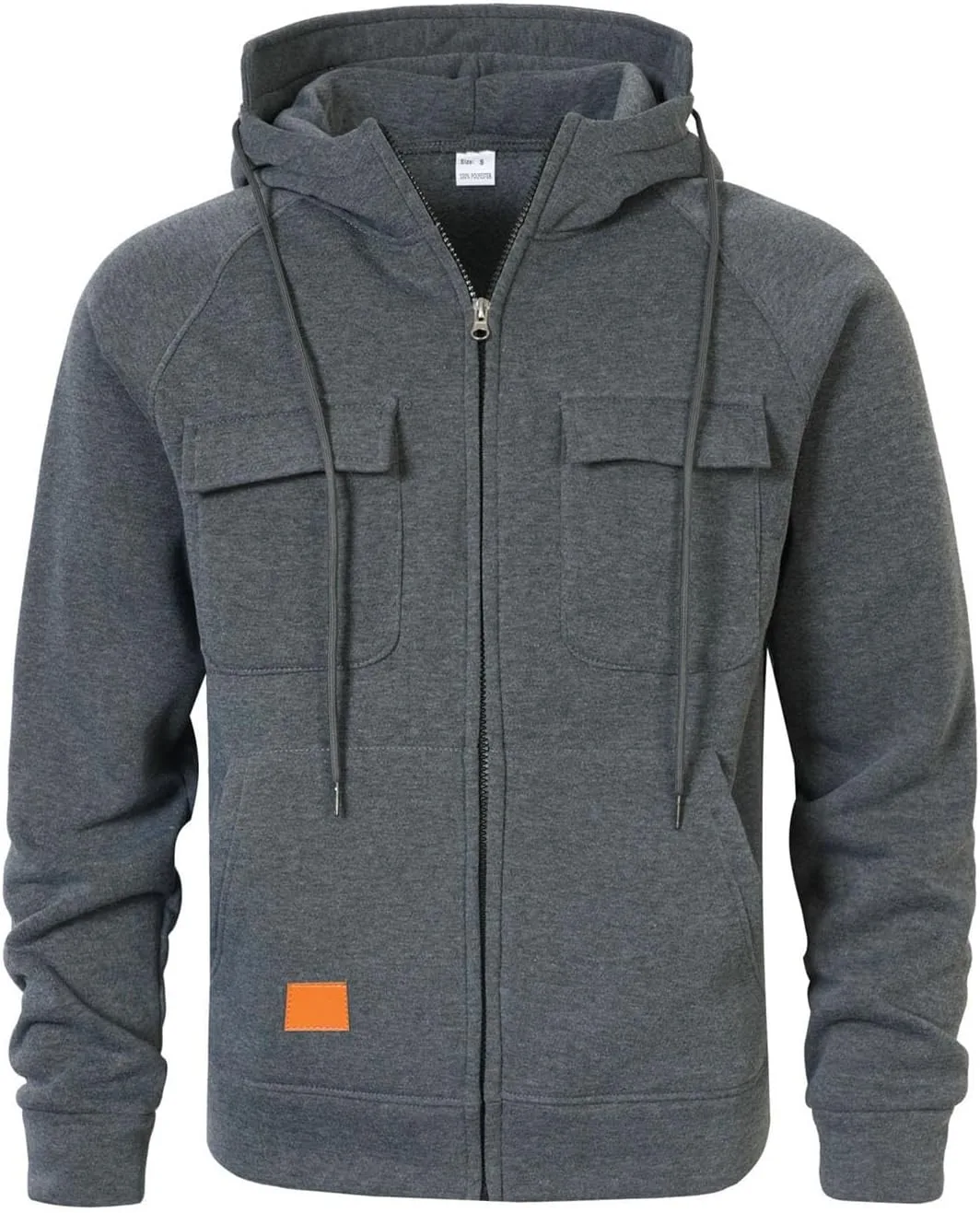 

Толстовка с капюшоном для мужчин, флисовая, на молнии, с карманами