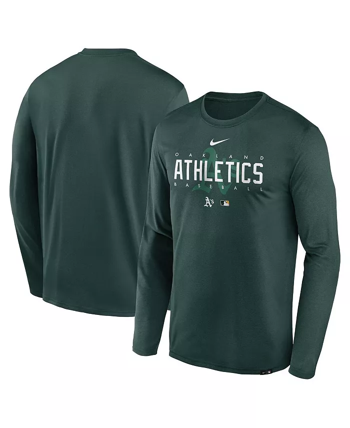 

Мужская зеленая футболка с длинным рукавом Oakland Athletics Authentic Collection Team Logo Legend Performance Nike