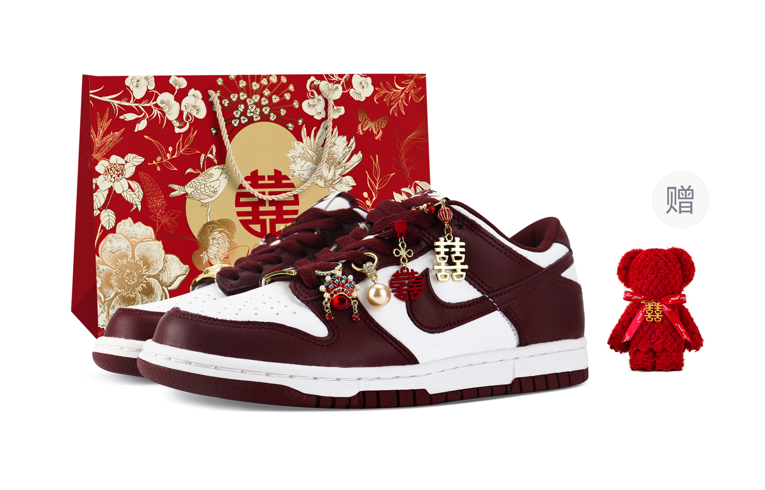 

Износостойкие и легкие низкие кроссовки Dunk Unisex Burgundy Nike, бордовый[Free Bear Towel]