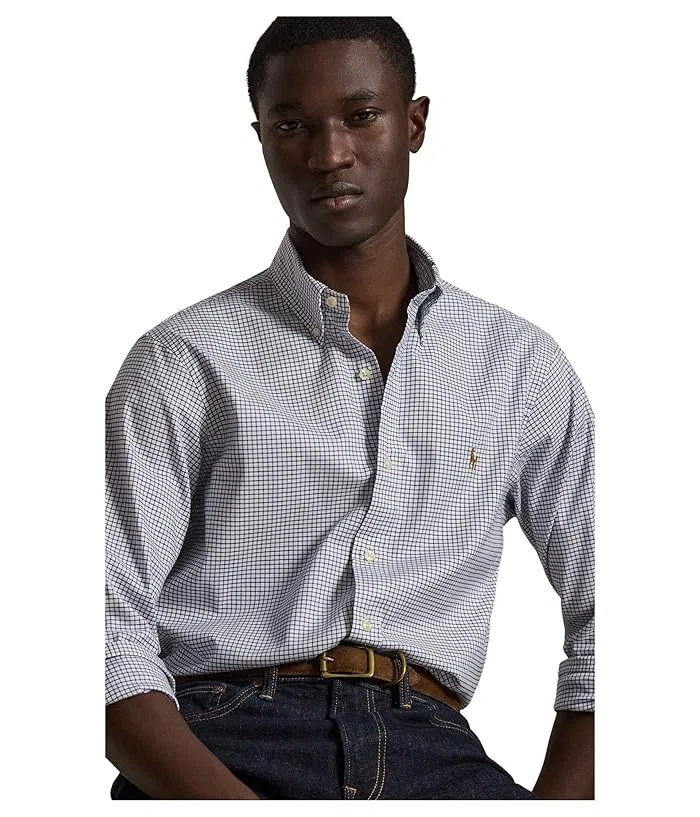 Рубашка оксфорд Performance Oxford Polo Ralph Lauren, White/Bright Navy — фото 4