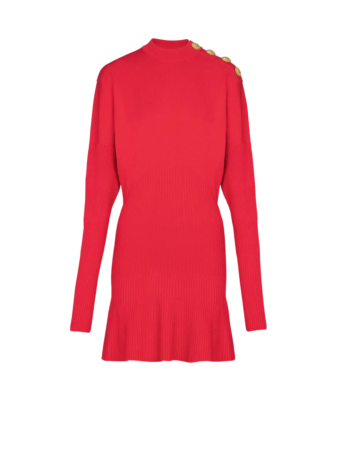 

Короткое расклешенное трикотажное платье Balmain, черный/розовый