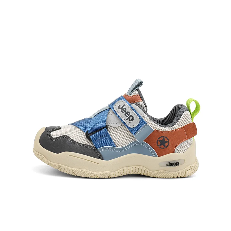 Synthetic Leather, Textile Low top Kids Lifestyle Shoes Kids' Jeep, flame синий/темно-серый