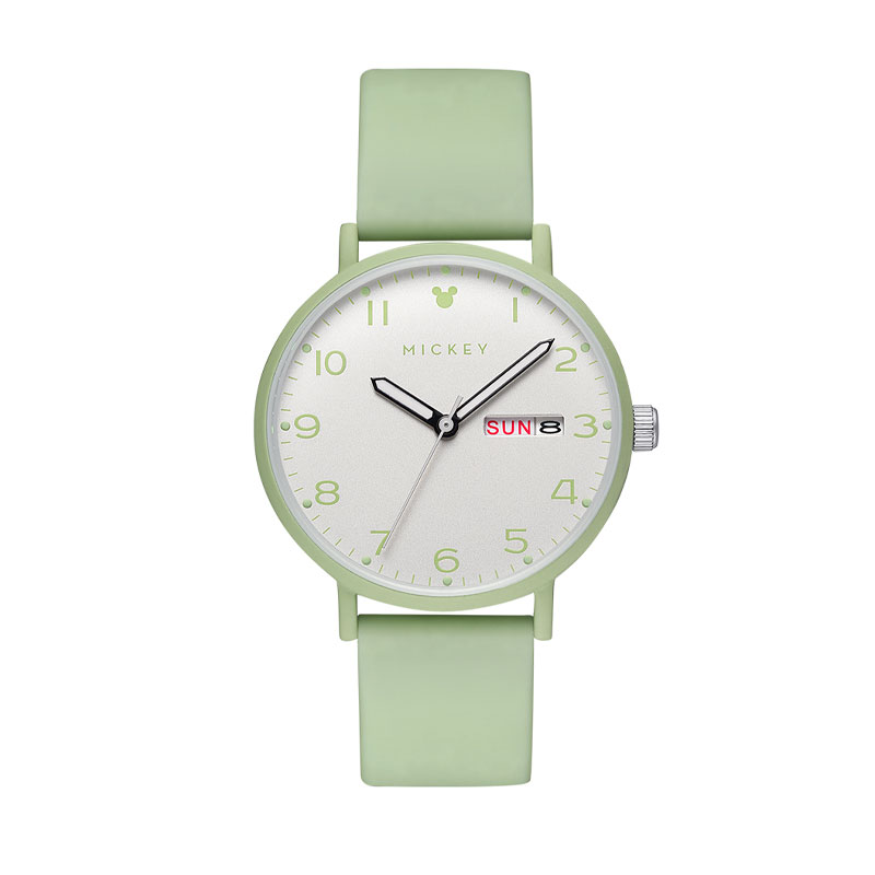 

Disney Часы Quartz Movement Silicone Strap Watch Women's Watch White Dial, White Dial Green Rubber Band