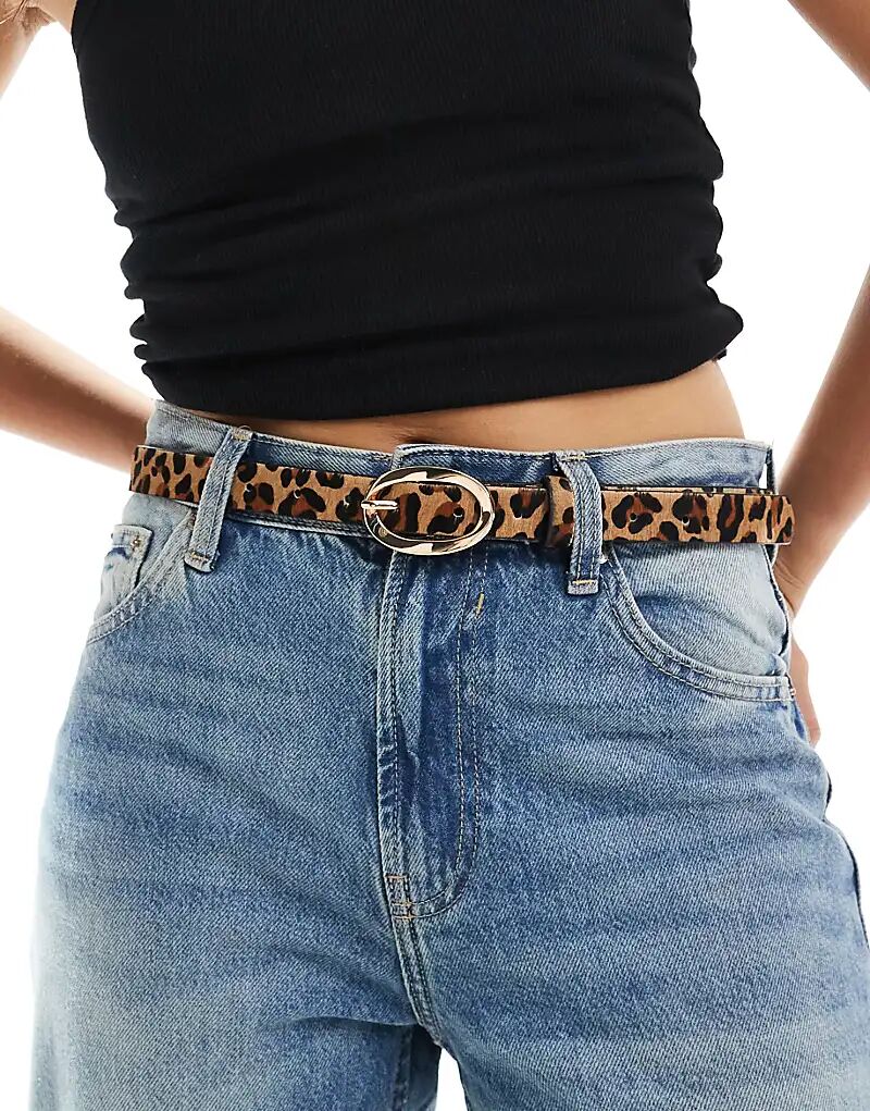

Кожаный леопардовый пояс и пояс для джинсов ASOS DESIGN