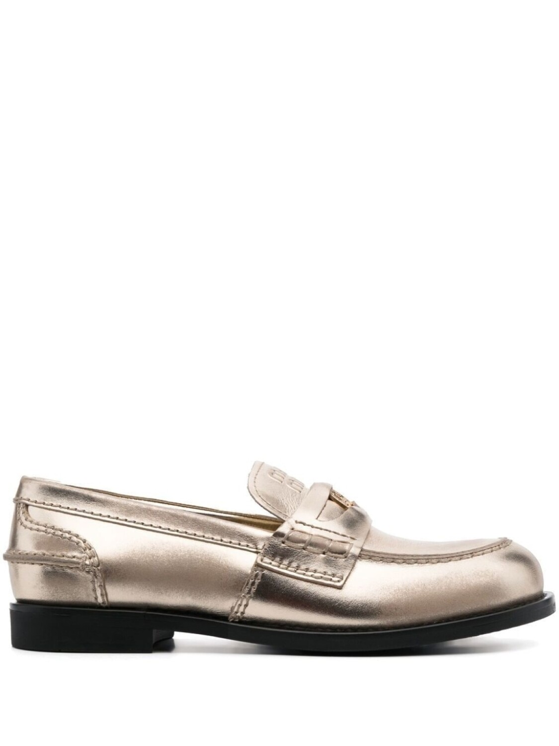 

Miu Miu пенни плоские мокасины, золотистый