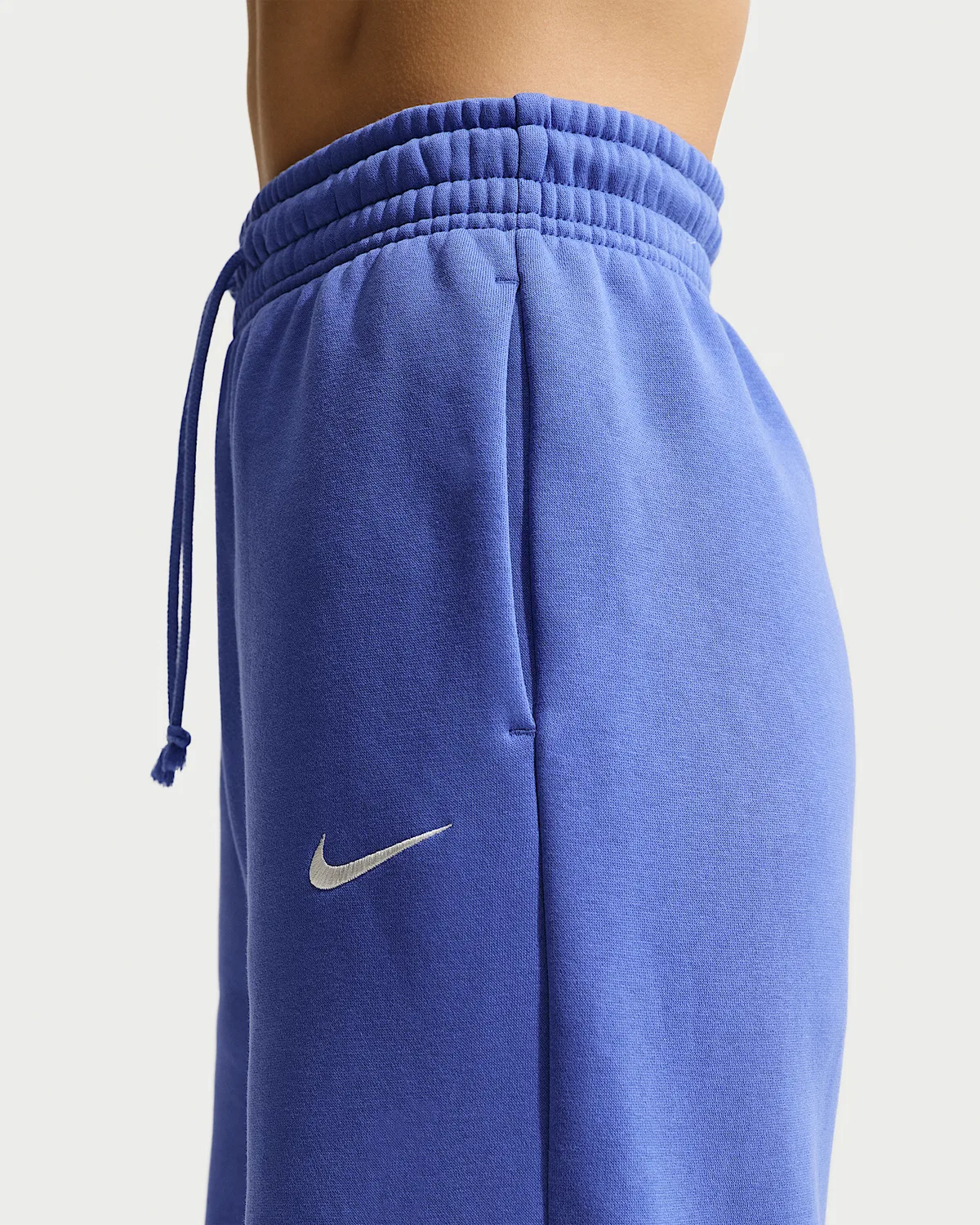 Женские широкие брюки с высокой посадкой Nike Sportswear Phoenix Fleece, Light Medium Blue/Sail — фото 3