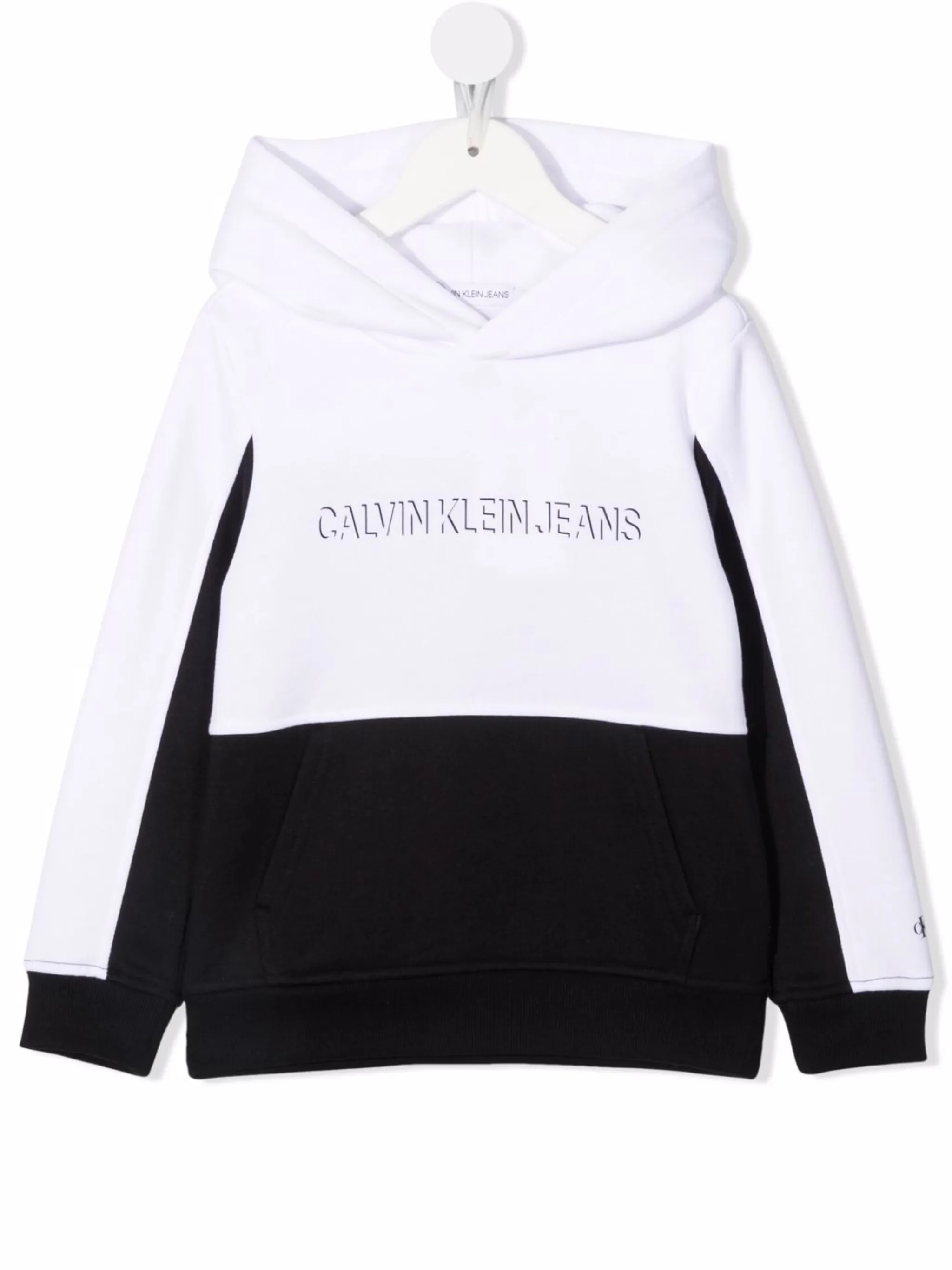 

Худи в стиле колор-блок с логотипом Calvin Klein Kids, черный