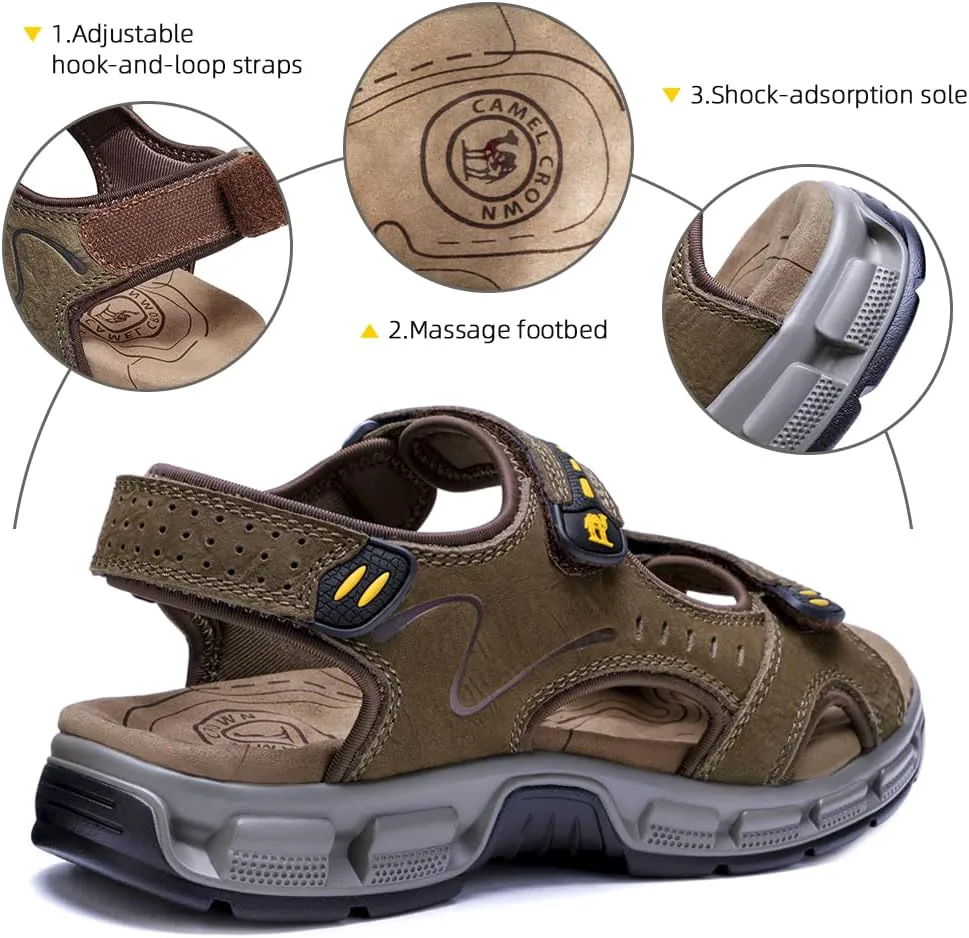 CAMEL CROWN Men's Leather Сандалии for Hiking Walking Beach Treads Water Athletic Outdoor with Premium Air Cushion | Waterproof — фото 4