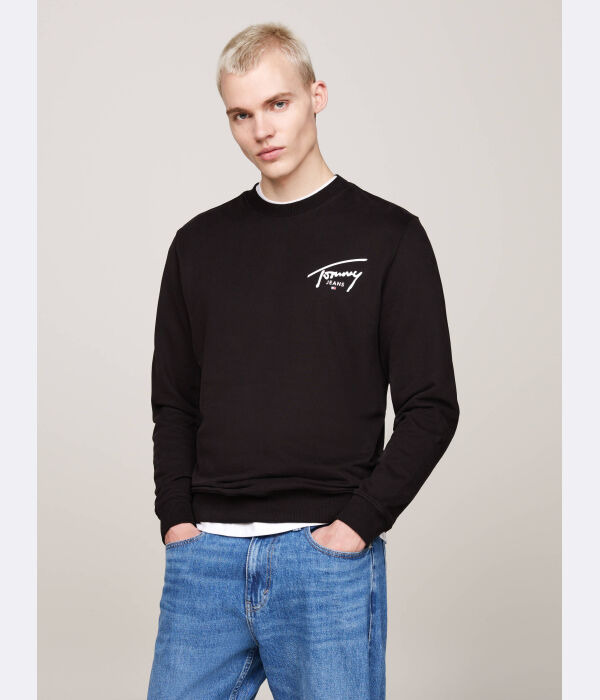 

Толстовка мужская Tommy Jeans хлопковая с надписью, черный
