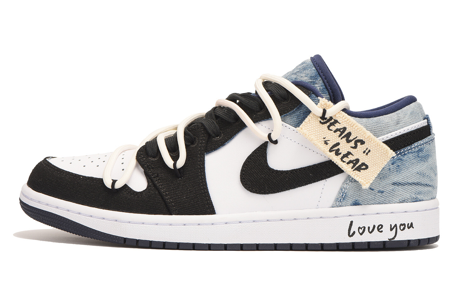 Кроссовки Air Jordan 1 Vintage Basketball Shoes Men Low-top Black, синий — фото 2