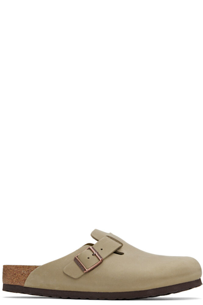 

Коричневые обычные бостонские кожаные мокасины без застежек Birkenstock