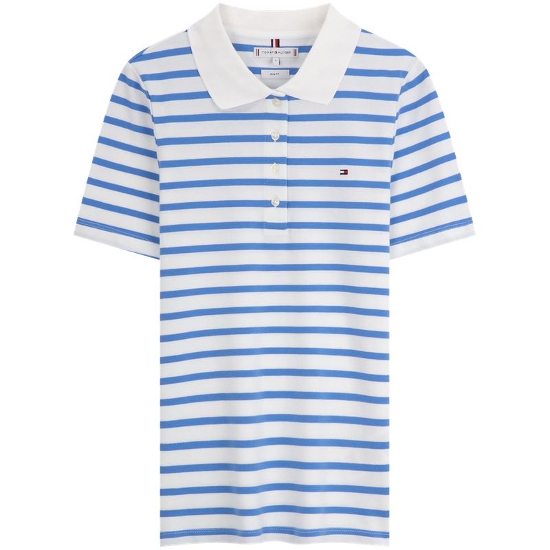 Поло в полоску Tommy Hilfiger, белый темно-синий stripes 0bf — фото 4