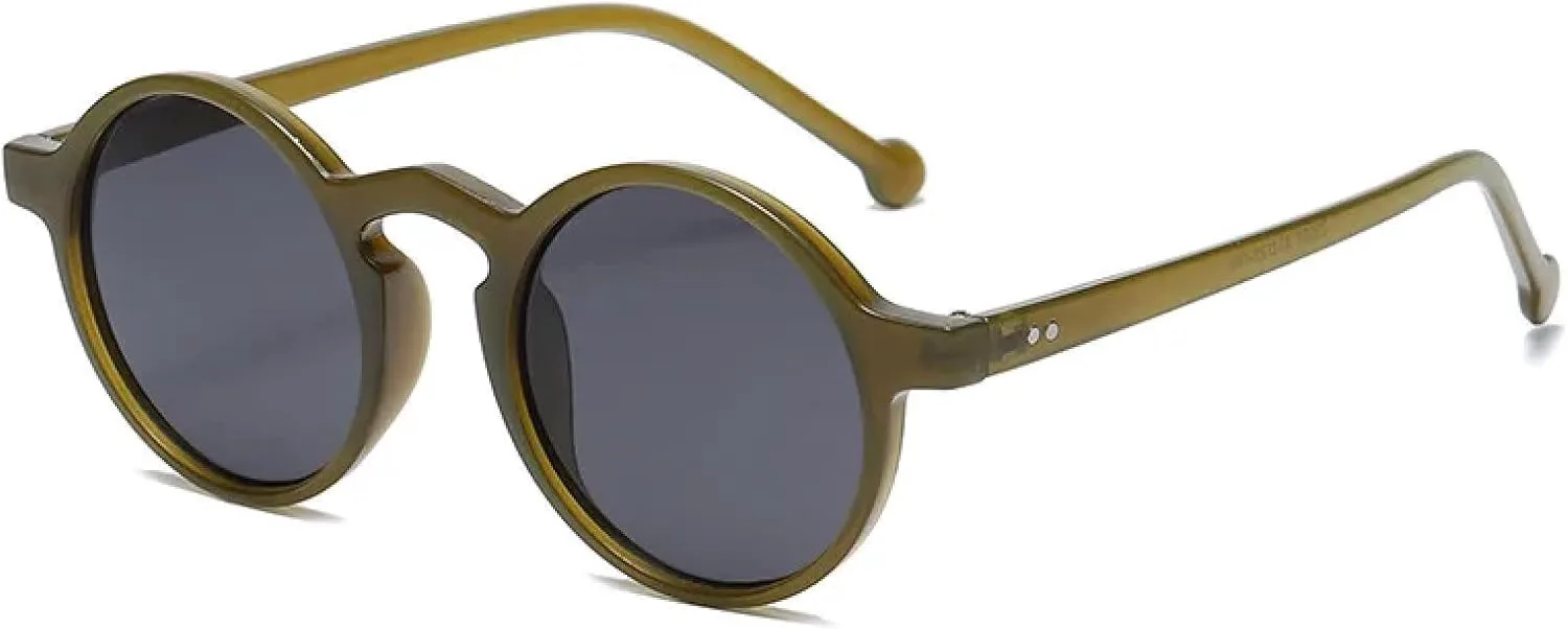 

Круглые солнцезащитные очки для женщин и мужчин, маленькие, в стиле панк, с леопардовым принтом, зеленые, с защитой от УФ-излучения UV400 DSVIGF, Darkgreen Grey