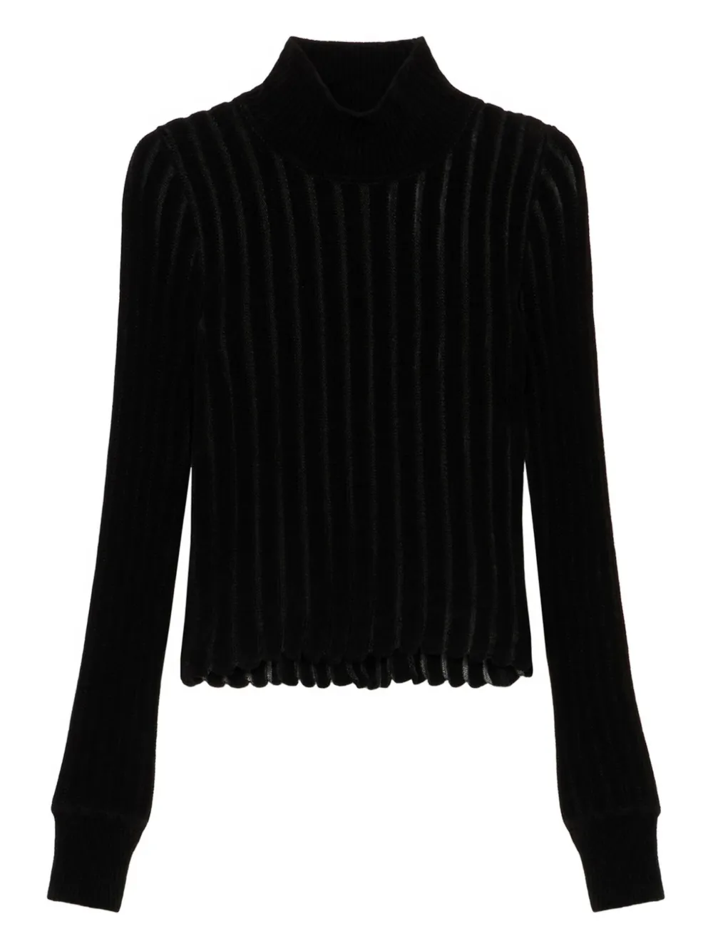 

Ребристый топ с высоким воротом BLUMARINE, черный