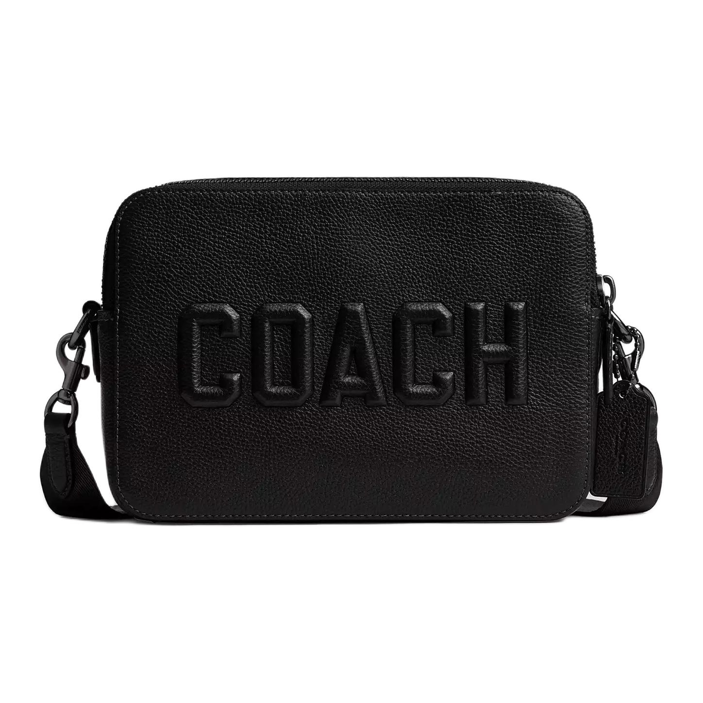 

COACH Кожаная наплечная сумка через плечо среднего размера мужская черная