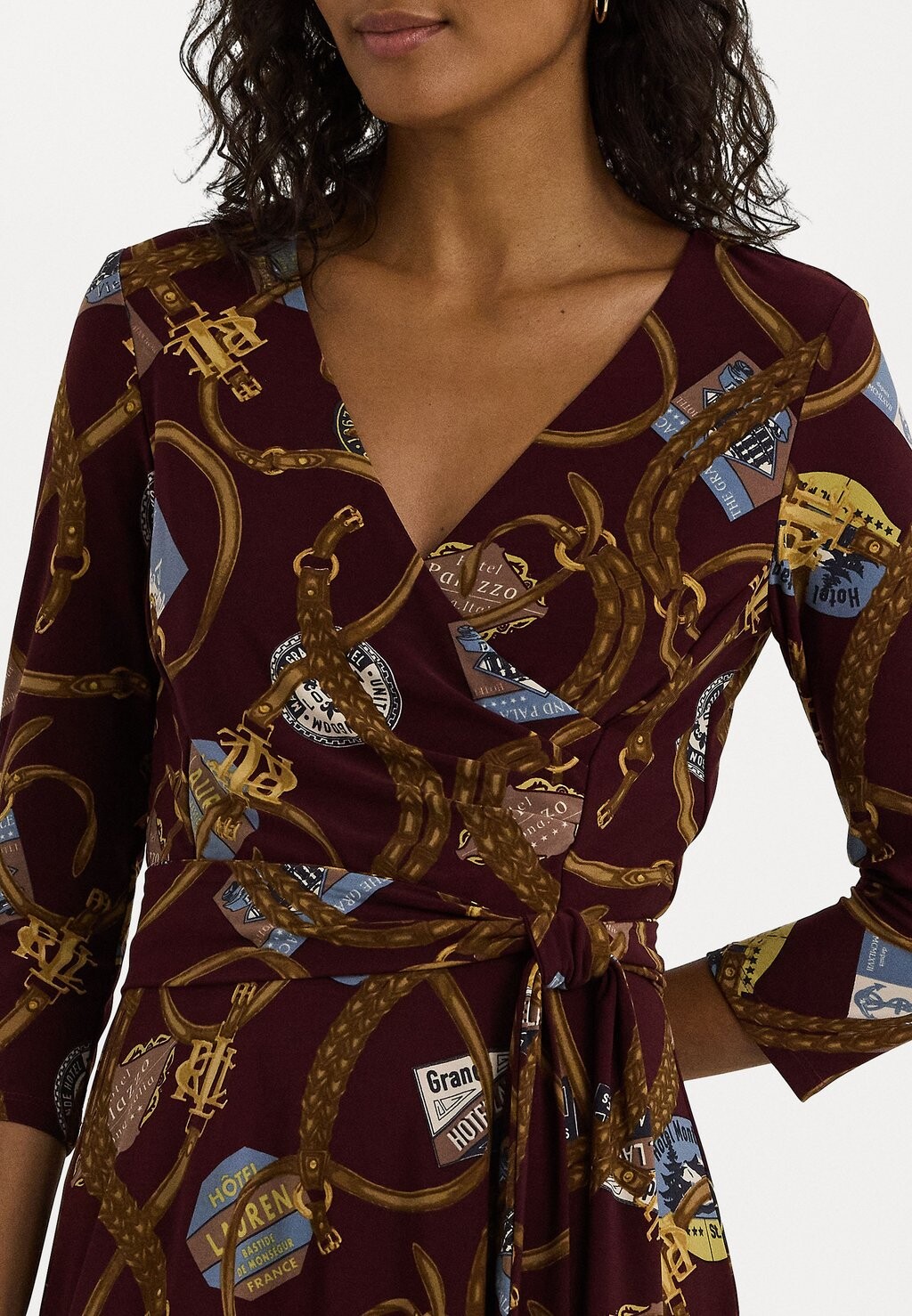 

Платье из джерси BELTING-PRINT SURPLICE JERSEY DRESS Lauren Ralph Lauren, бордовый