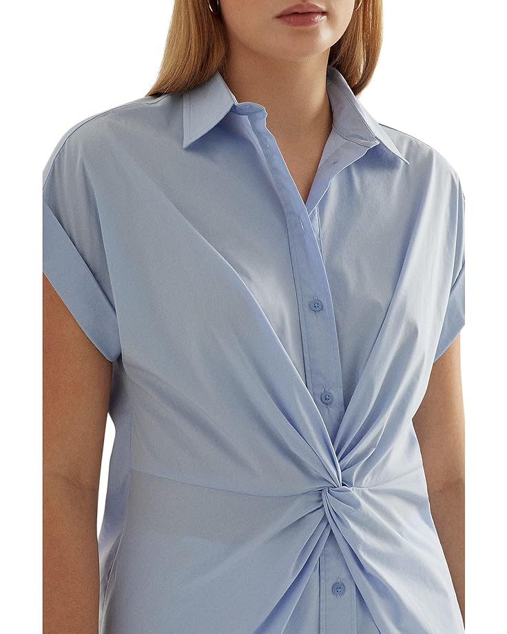 

Рубашка LAUREN Ralph Lauren Twist-Front Cotton Short Sleeve Shirt, цвет Pebble Blue