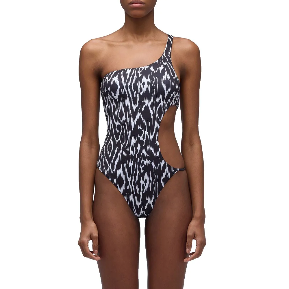 

Слитный купальник Sundek Latifah с абстрактным принтом в виде ветра, черный