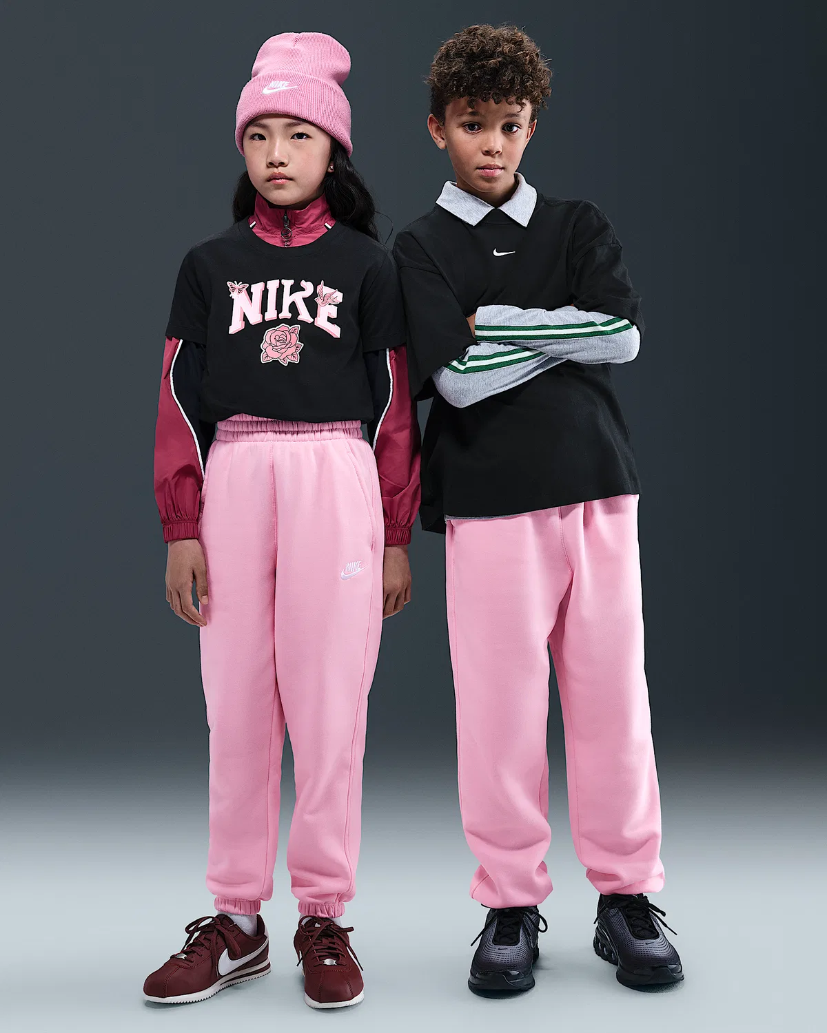 Детские свободные штаны Nike Sportswear Club Fleece, Medium Soft Pink/Medium Soft Pink/White