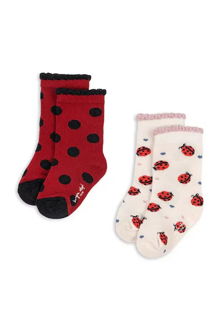 Носки детские с узором 2PACK LADYBUG JACQUARD SOCKS Konges Sløjd, красный