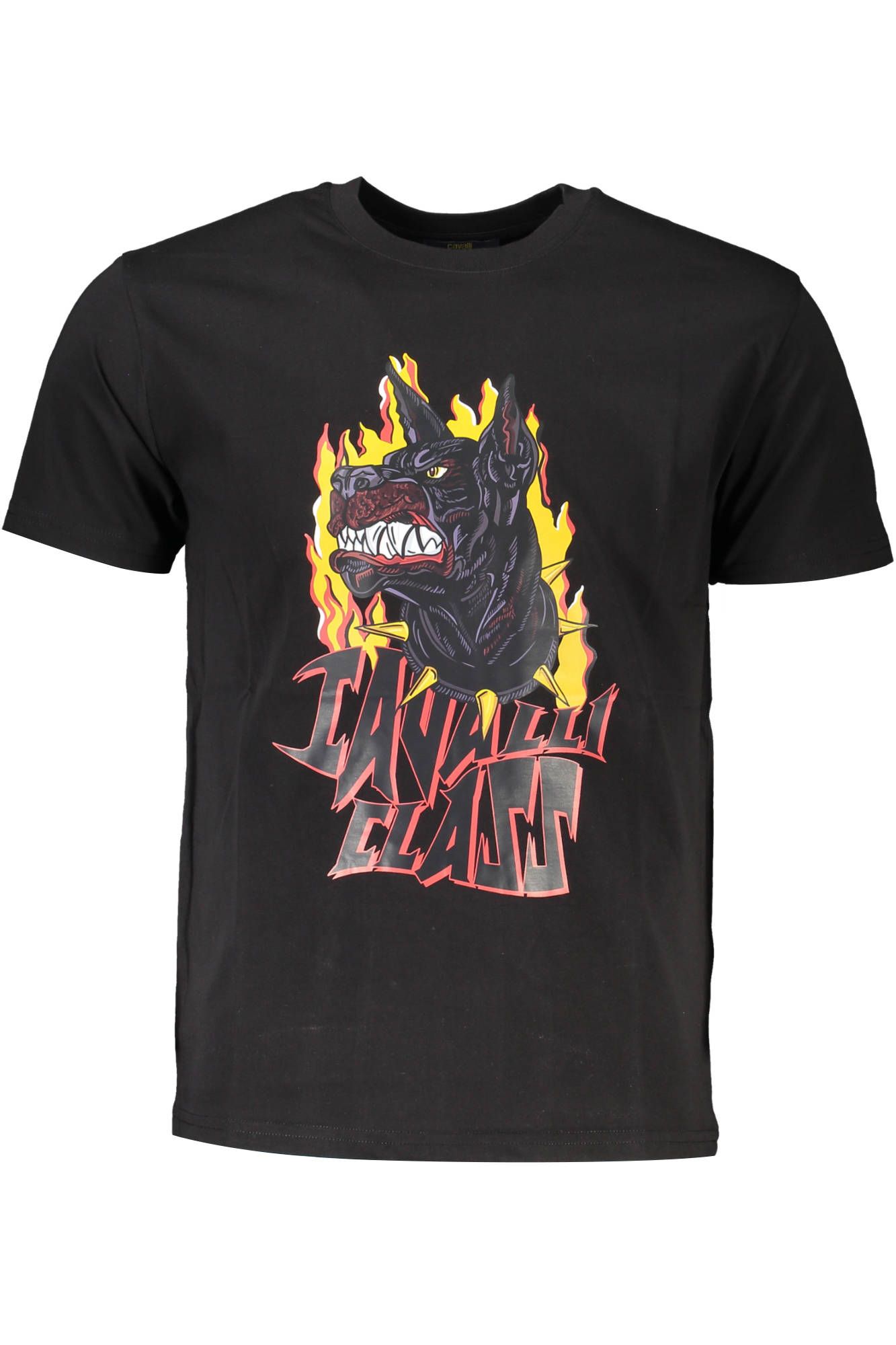 

Черная хлопковая мужская футболка cavalli CLASS