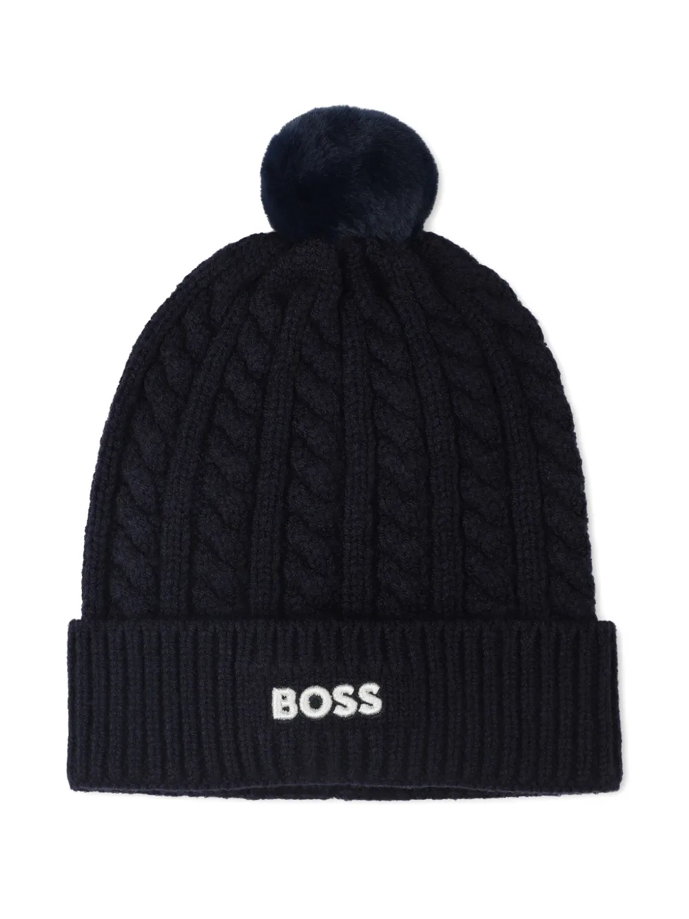 

Шапка бини фактурной вязки BOSS Kidswear, синий