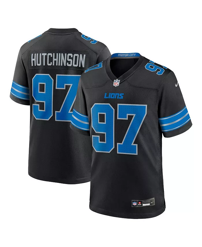 

Мужская игровая джерси Detroit Lions 2nd Alternate с именем Aidan Hutchinson Nike, черный