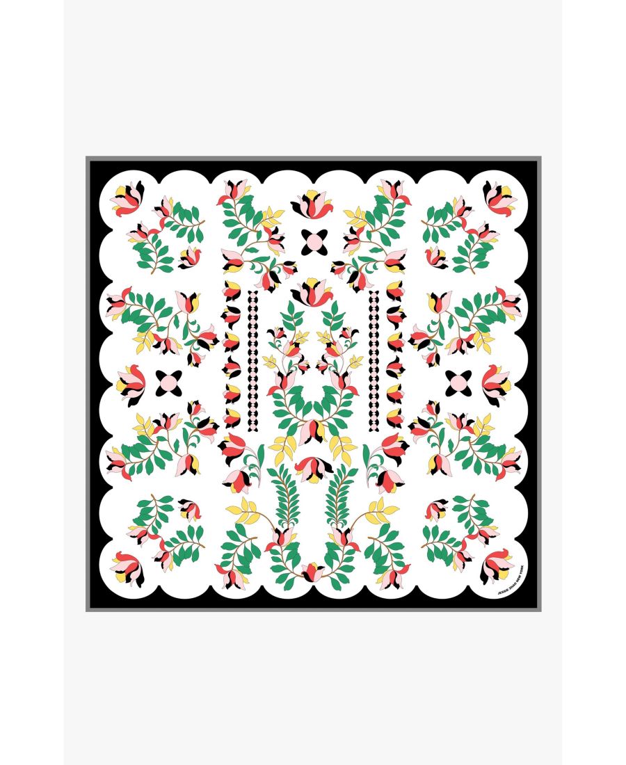 

Двусторонний шелковый шарф Цветочный парад Jessie Zhao New York, White