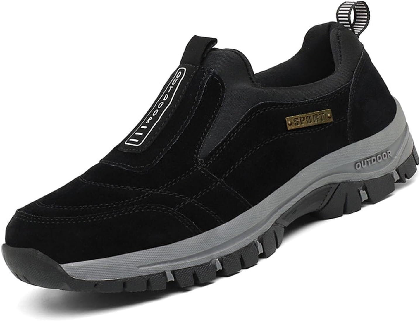 

Мужские лоферы, модные спортивные туфли, противоскользящие, дышащие, повседневные прогулочные, слипоны, водонепроницаемые походные туфли Generic, черный