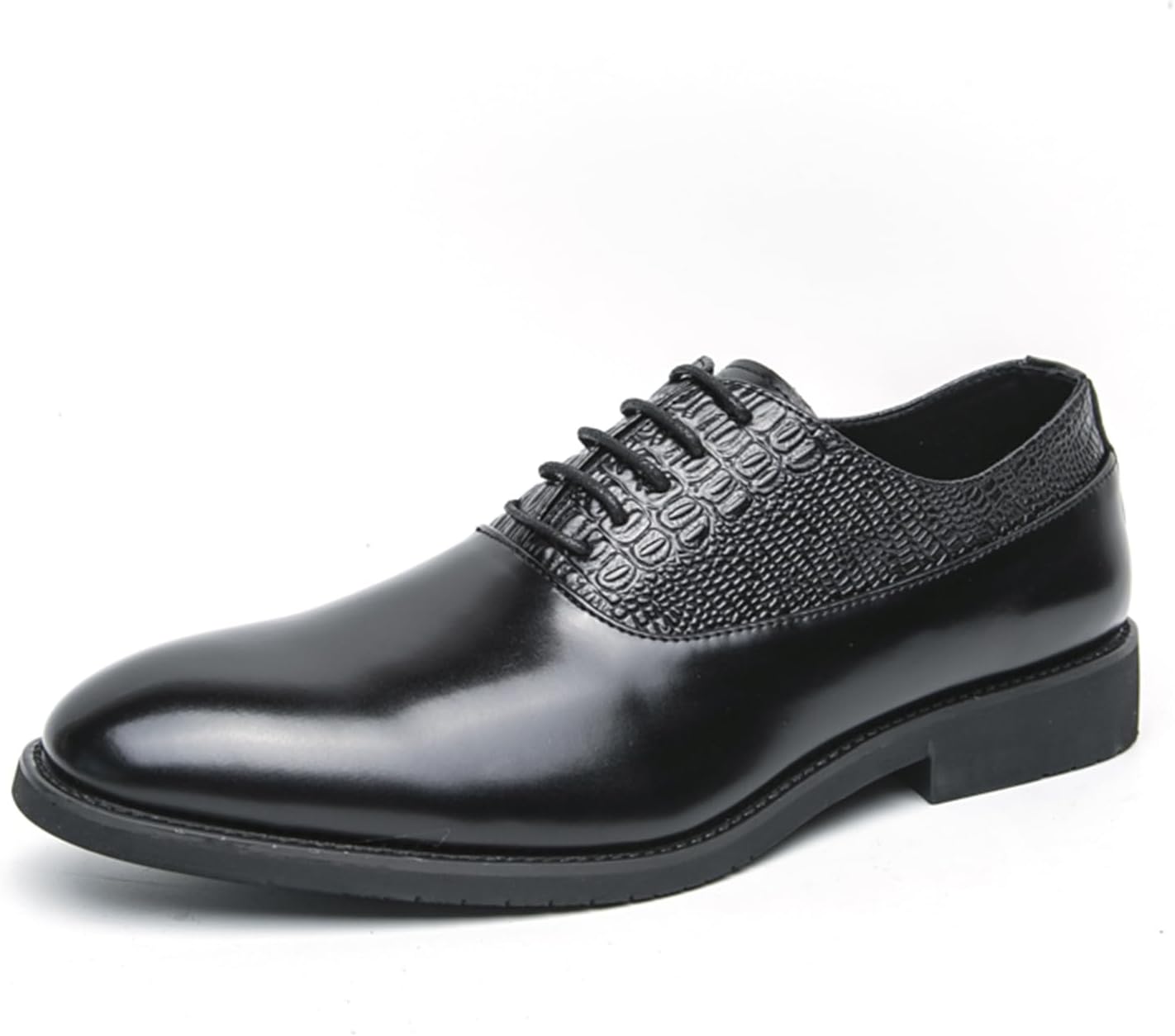 

Мужские оксфорды из натуральной кожи с заплатками, шнуровкой, низким верхом, заостренным носком, противоскользящие, легкие и мягкие туфли дерби для работы, свадеб, деловых встреч и вечеринок Tixewsjh, черный