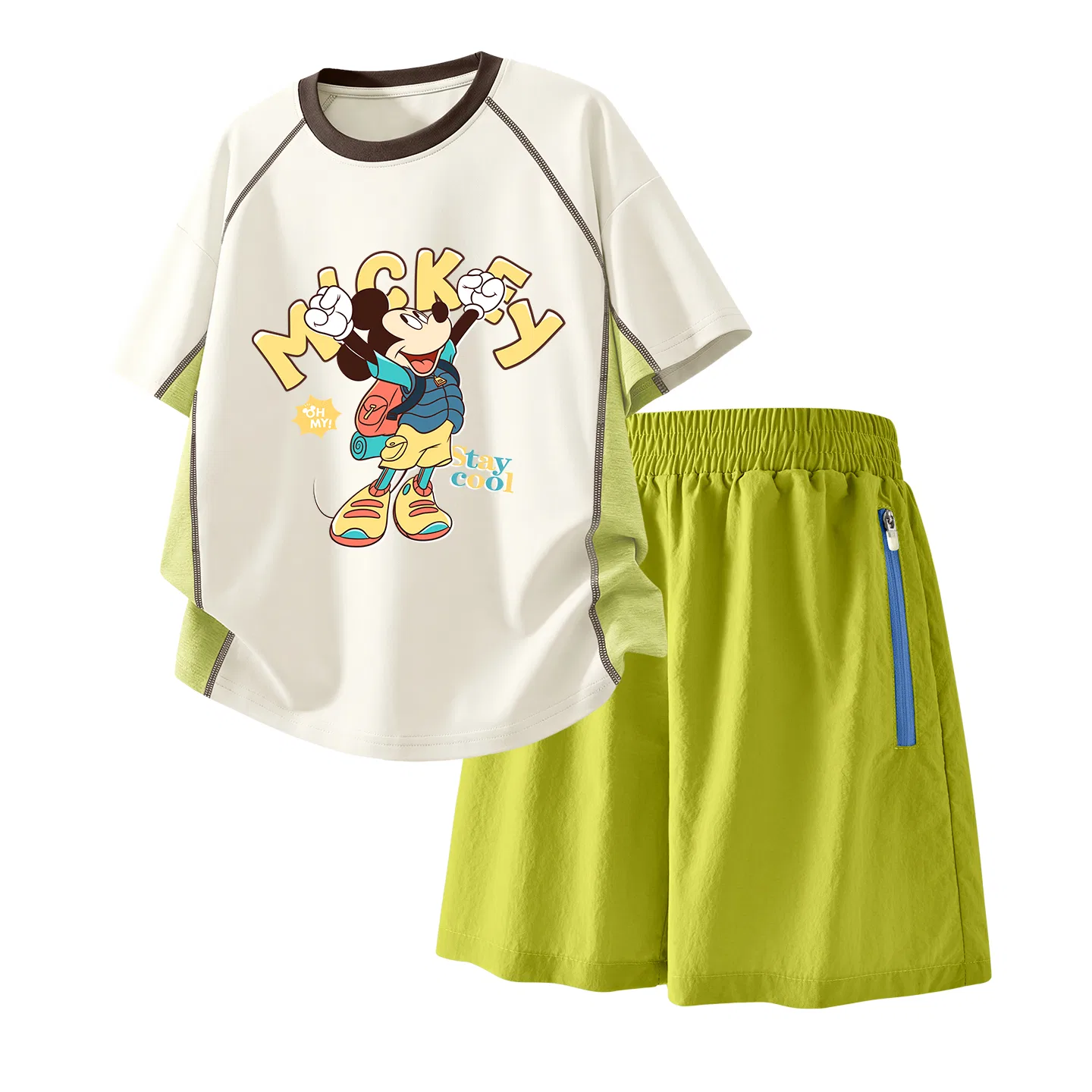 Детский спортивный костюм Casual Sportswear 2 Piece Set Disney, Di Departure White+Solid Color Camellia Green