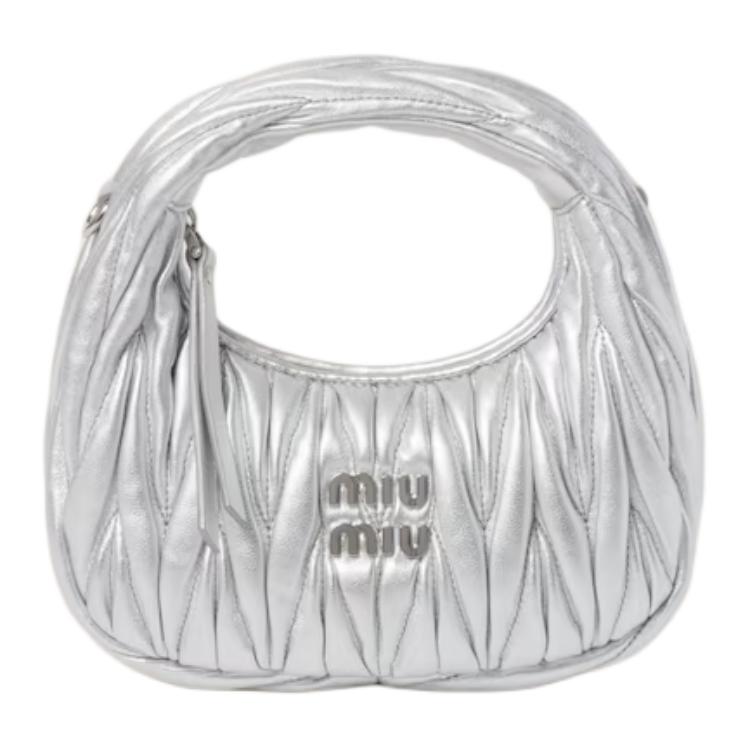 

MIU MIU Мини-сумка из кожи Nappa, женская, серебристая