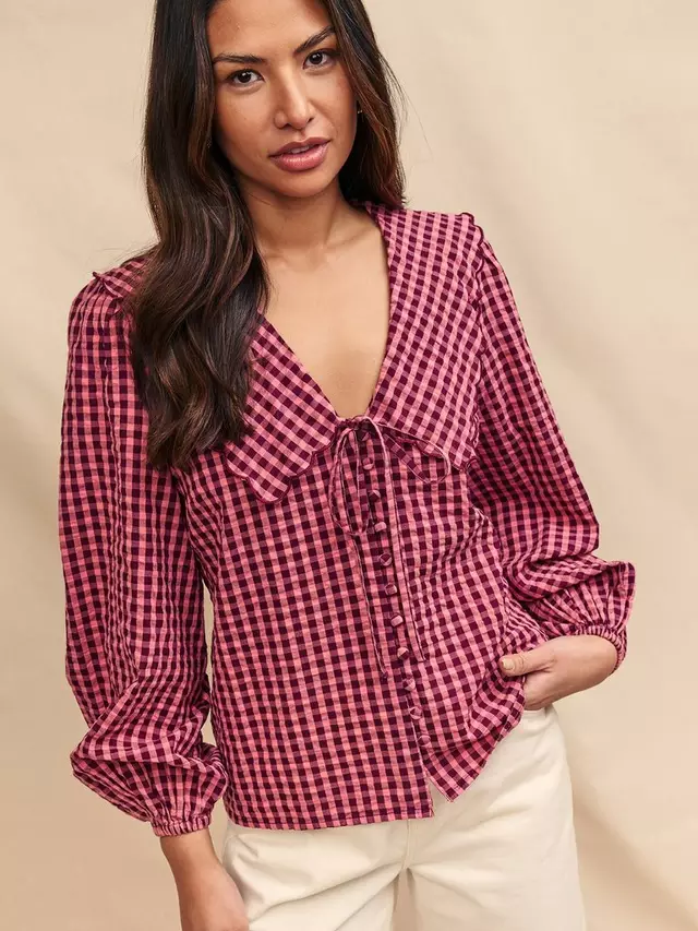 

Блуза Nobody's Child Birdie Gingham Peter Pan Collar, розовый