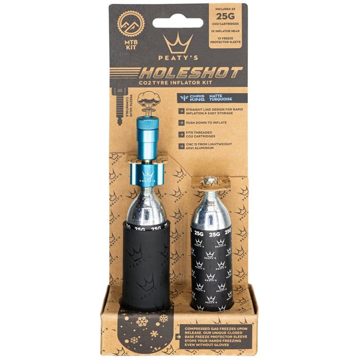

Комплект для накачивания шин Holeshot CO2 с картриджами Peaty'S, Turquoise