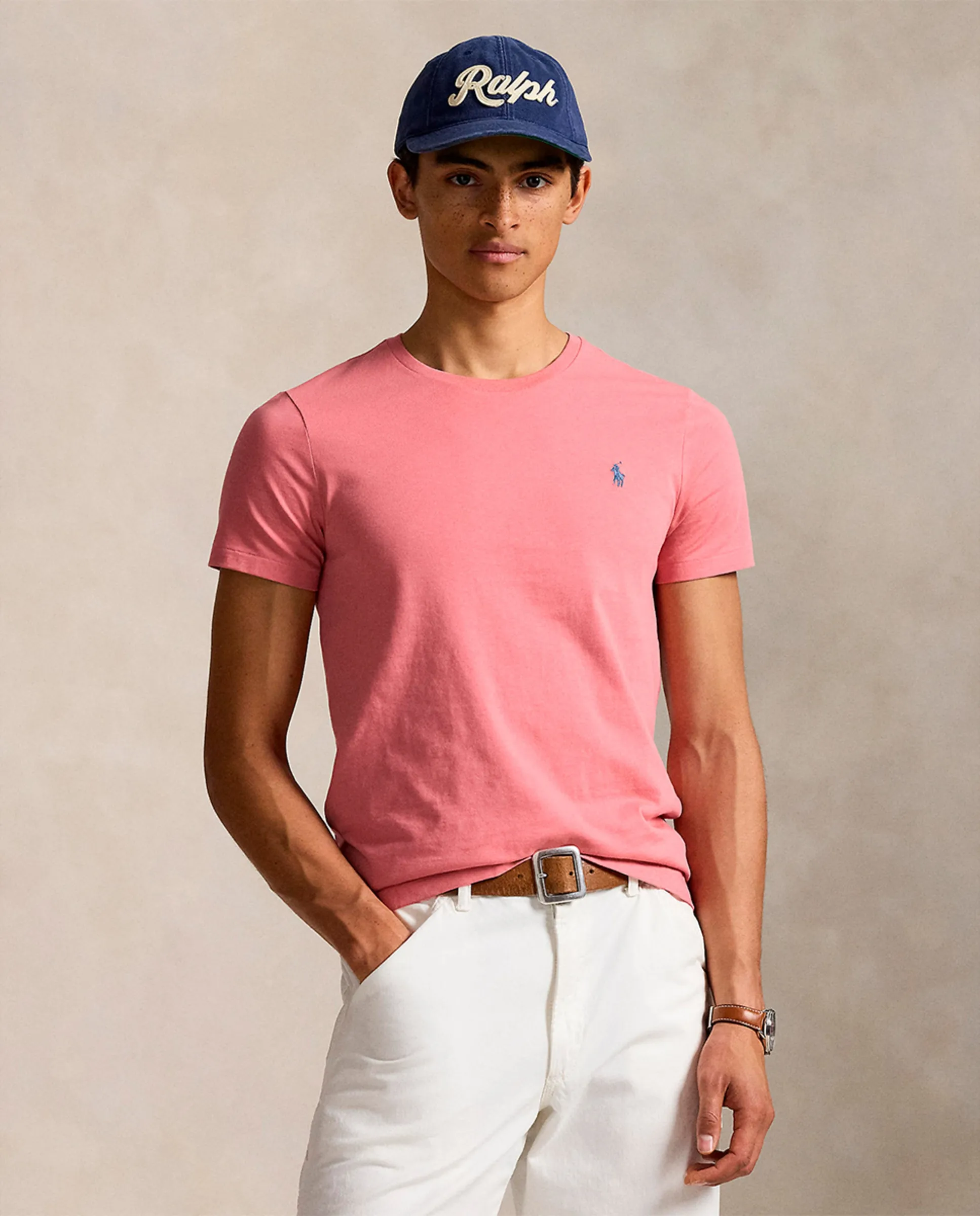 

Мужская футболка Custom Slim Fit Polo Ralph Lauren, розовый