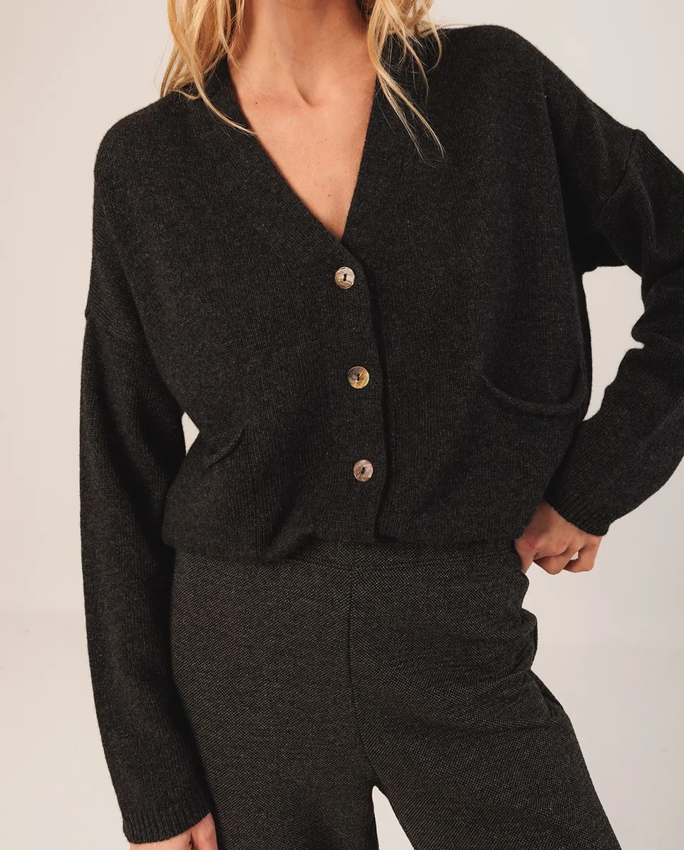 

Женская куртка с длинным рукавом и V-образным вырезом Indi & Cold, темно-серый